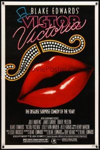 4k666 VICTOR VICTORIA 1sh '82 Blake Edwards, cool lips & mustache art by John Alvin!