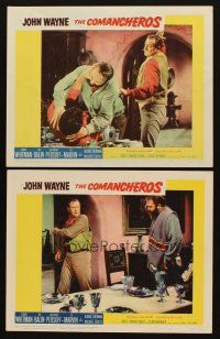4h975 COMANCHEROS 2 LCs '61 John Wayne, Stuart Whitman, directed by Michael Curtiz!
