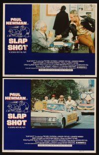 4h989 SLAP SHOT 2 LCs '77 George Roy Hill directed, great images of hockey player Paul Newman!