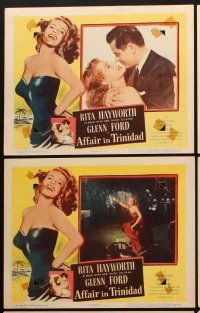 4h877 AFFAIR IN TRINIDAD 6 LCs '52 great images of sexiest Rita Hayworth & Glenn Ford!