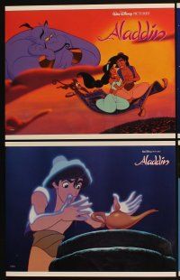 4h044 ALADDIN 8 LCs '92 classic Disney Arabian cartoon, Prince Ali, Jasmine, Abu, Genie!