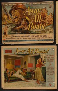4h063 AWAY ALL BOATS 8 LCs '56 Jeff Chandler, Reynold Brown art, battle cry of the South Pacific!