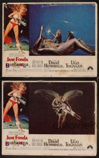 4h922 BARBARELLA 4 LCs '68 sexiest Jane Fonda is Queen of the Galaxy, directed by Roger Vadim!