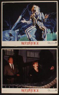 4h076 BEETLEJUICE 8 LCs '88 Tim Burton, art of Michael Keaton, Alec Baldwin & Geena Davis!