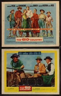 4h085 BIG COUNTRY 8 LCs '58 Gregory Peck, Charlton Heston, Jean Simmons, William Wyler classic!