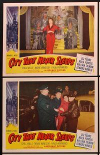 4h887 CITY THAT NEVER SLEEPS 6 LCs '53 Gig Young, Marie Windsor, Mala Powers, Chicago!