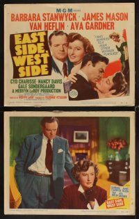 4h211 EAST SIDE WEST SIDE 8 LCs '50 Barbara Stanwyck, James Mason, sexy Ava Gardner!