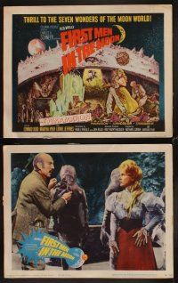 4h250 FIRST MEN IN THE MOON 8 LCs '64 Ray Harryhausen, H.G. Wells, fantastic sci-images!