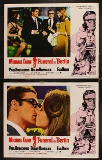 4h268 FUNERAL IN BERLIN 8 LCs '67 cool border art of Michael Caine w/gun, directed by Guy Hamilton!