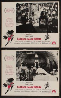 4h279 GIRL WITH THE PISTOL 8 Spanish/U.S. LCs '68 sexy Italian Monica Vitti, Stanley Baker, Monicelli