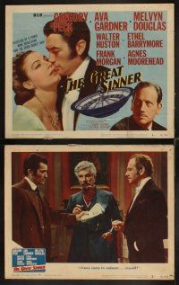 4h295 GREAT SINNER 8 LCs '49 Gregory Peck, sexy Ava Gardner & Melvyn Douglas, cool gambling images!