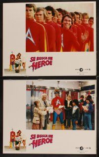 4h328 HERO AT LARGE 8 Spanish/U.S. LCs '80 super hero wannabe John Ritter, Anne Archer