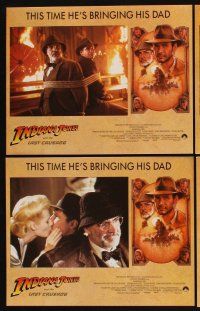 4h361 INDIANA JONES & THE LAST CRUSADE 8 LCs '89 Lucas, Spielberg, Harrison Ford & Sean Connery!