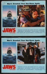 4h375 JAWS: THE REVENGE 8 LCs '87 Lorraine Gary, Mario Van Peebles, Michael Caine, shark attacks!