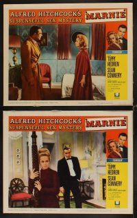 4h441 MARNIE 8 LCs '64 Sean Connery & Tippi Hedren in Alfred Hitchcock's suspenseful sex mystery!