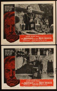 4h938 MASQUE OF THE RED DEATH 4 LCs '64 close up of Vincent Price with arms outstretched!