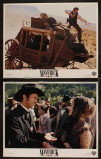4h449 MAVERICK 8 LCs '94 Mel Gibson, Jodie Foster, James Garner, western gambling!