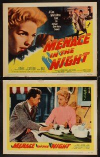 4h453 MENACE IN THE NIGHT 8 LCs '58 Griffith Jones, Lisa Gastoni, Eddie Byrne, English crime!