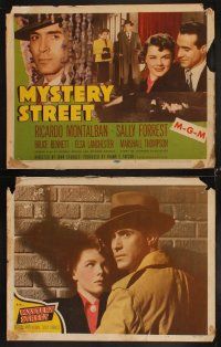 4h479 MYSTERY STREET 8 LCs '50 John Sturges, Ricardo Montalban, Sally Forrest, film noir!
