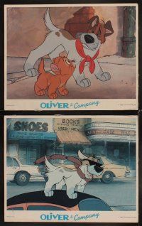 4h495 OLIVER & COMPANY 8 LCs '88 many cartoon images of Walt Disney cats & dogs in New York City!