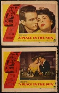 4h527 PLACE IN THE SUN 8 LCs '51 Montgomery Clift, Elizabeth Taylor, Shelley Winters,George Stevens