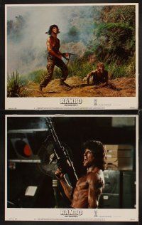 4h552 RAMBO FIRST BLOOD PART II 8 LCs '85 cool images of one man army Sylvester Stallone!