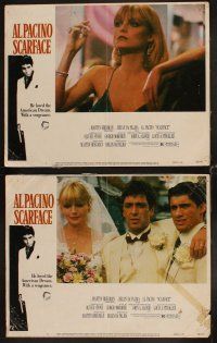 4h591 SCARFACE 8 LCs '83 Al Pacino as Tony Montana, Michelle Pfeiffer, Brian De Palma, Oliver Stone