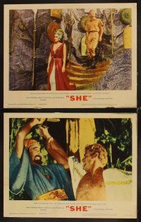 4h611 SHE 8 LCs '65 sexy Ursula Andress, Christopher Lee, Hammer fantasy!