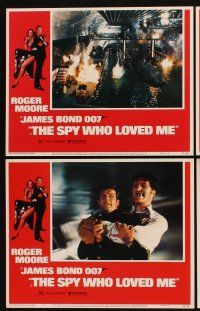 4h641 SPY WHO LOVED ME 8 LCs '77 Roger Moore as James Bond, Richard Kiel as Jaws, Caroline Munro!