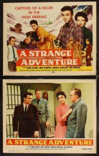 4h665 STRANGE ADVENTURE 8 LCs '56 they're captives of a ruthless killer in the High Sierras!