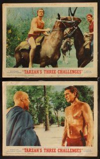 4h692 TARZAN'S THREE CHALLENGES 8 LCs '63 Edgar Rice Burroughs, Jock Mahoney, Woody Strode!