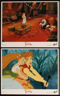4h708 THUMBELINA 8 LCs '94 Don Bluth animation, great fairy tale fantasy cartoon images!