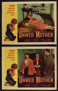 4h752 UNWED MOTHER 8 LCs '58 Norma Moore & Robert Vaughn, 20,000 anguished girls wrote this story!
