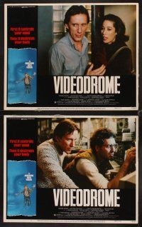 4h759 VIDEODROME 8 LCs '83 David Cronenberg, James Woods, Debbie Harry, sci-fi!