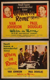 4h782 WHEN IN ROME 8 LCs '52 Van Johnson, Paul Douglas, Joseph Calleia, delightful comedy!
