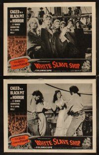 4h787 WHITE SLAVE SHIP 8 LCs '62 L'ammutinamento, sexy women caged in a black pit of horror!