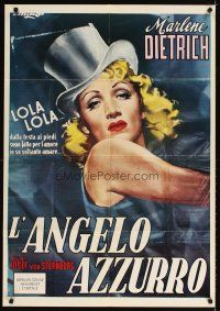 4j699 BLUE ANGEL Italian commercial poster '80s von Sternberg, Cesselon art of Marlene Dietrich!