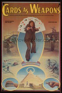 4j702 CARDS AS WEAPONS commercial poster '77 great art of Ricky Jay throwing playing cards!