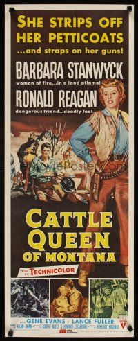 4j703 CATTLE QUEEN OF MONTANA commercial poster '81 cowgirl Barbara Stanwyck, Ronald Reagan!