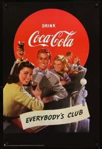 4j790 DRINK COCA-COLA EVERYBODY'S CLUB Italian commercial poster '97 cool vintage style artwork!