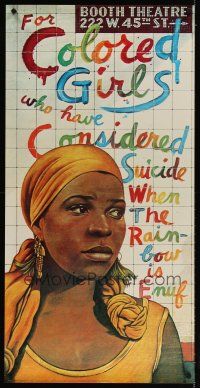 4j709 FOR COLORED GIRLS WHO HAVE CONSIDERED SUICIDE commercial poster '76 Broadway, Paul Davis art