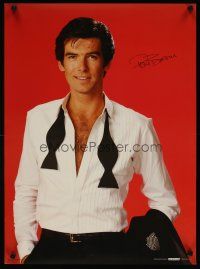 4j728 PIERCE BROSNAN commercial poster '84 great posed portrait of young actor in tux!