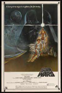 4j008 STAR WARS soundtrack 1sh '77 George Lucas classic sci-fi epic, great art by Tom Jung!