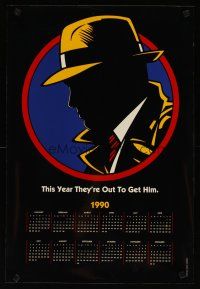 4j032 DICK TRACY calendar '90 art of Warren Beatty as Chester Gould's classic detective!