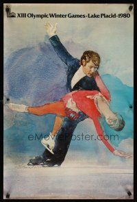 4j594 XIII OLYMPIC WINTER GAMES LAKE PLACID 1980 ice skating style 20x30 sports '80 art of skaters!