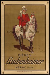 4j452 BIERES LAUBENHEIMER 31x47 French advertising poster '15 Ripart art of King Henry IV w/beer!
