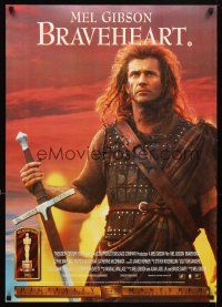 4j647 BRAVEHEART 2-sided English video poster '95 cool image of Mel Gibson as William Wallace!