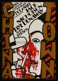 4j763 CHINATOWN Polish commercial poster '08 Krajewski art of Polanski cutting Nicholson's nose!