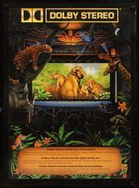 4j043 DOLBY STEREO special 26x36 '90 artwork of jungle animals in theater!