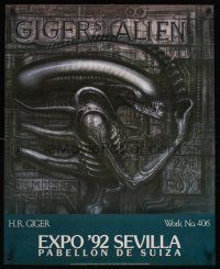 4j493 H.R. GIGER EXPO '92 SEVILLA 25x31 Swiss art exhibition '92 cool image of Giger's Alien!